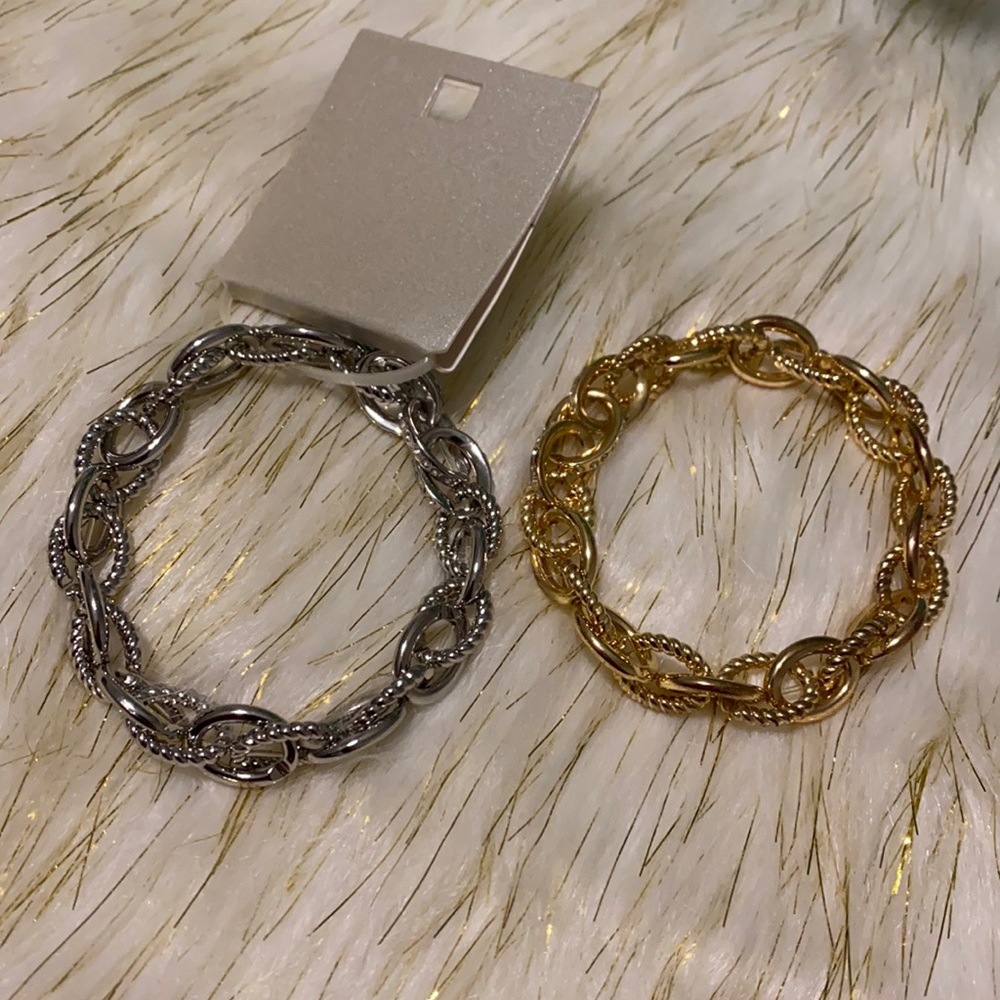 Silver & Gold costume bracelet set (silver NWT)